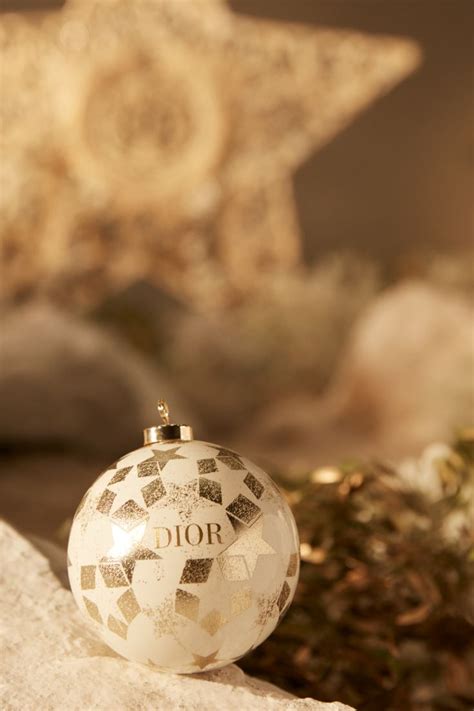 Elegant White and Gold Christmas Tree Decorations by Dior Maison